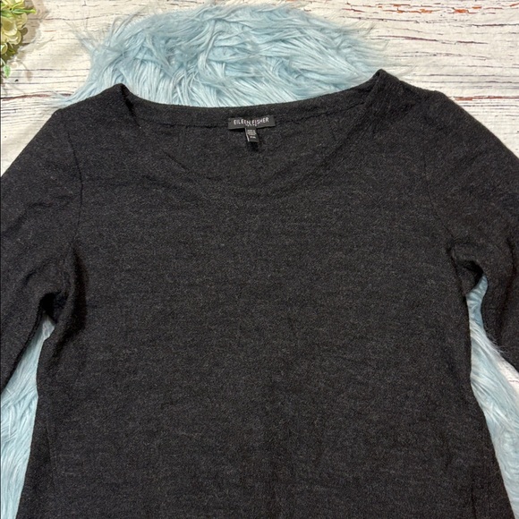 Eileen Fisher Gray Merino Wool Tunic 3/4 Top Petite - Picture 8 of 8
